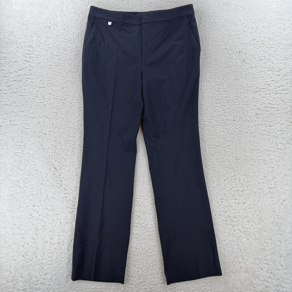 Lauren Ralph Lauren Dress Pants Womens 12 Blue Twill Straight Leg Stretch Office